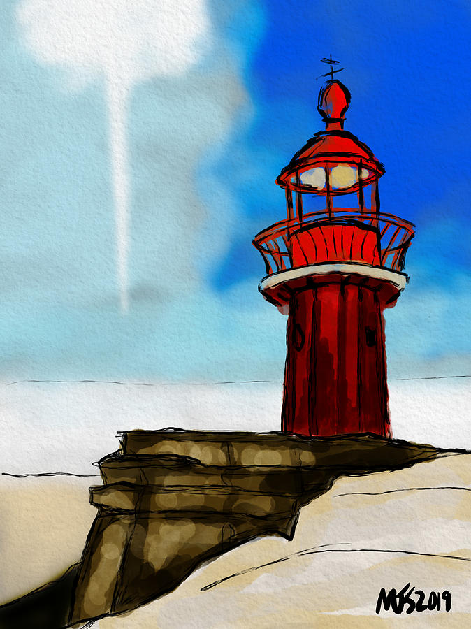 Lighthouse On A Cliff  Digital Art by Michael Kallstrom