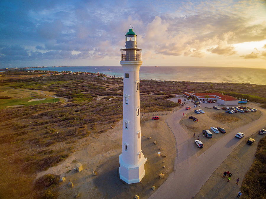 Lighthouse On Arashi Bay, Aruba Digital Art by Werner Bertsch