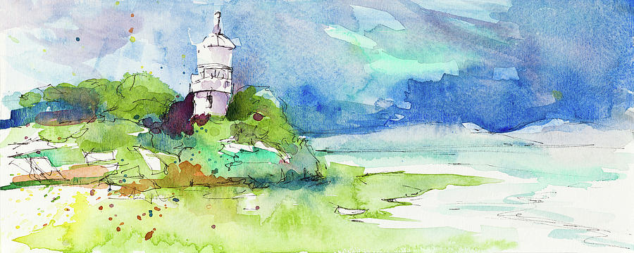 Lighthouse Mixed Media - Lighthouse On Coastline by Lanie Loreth
