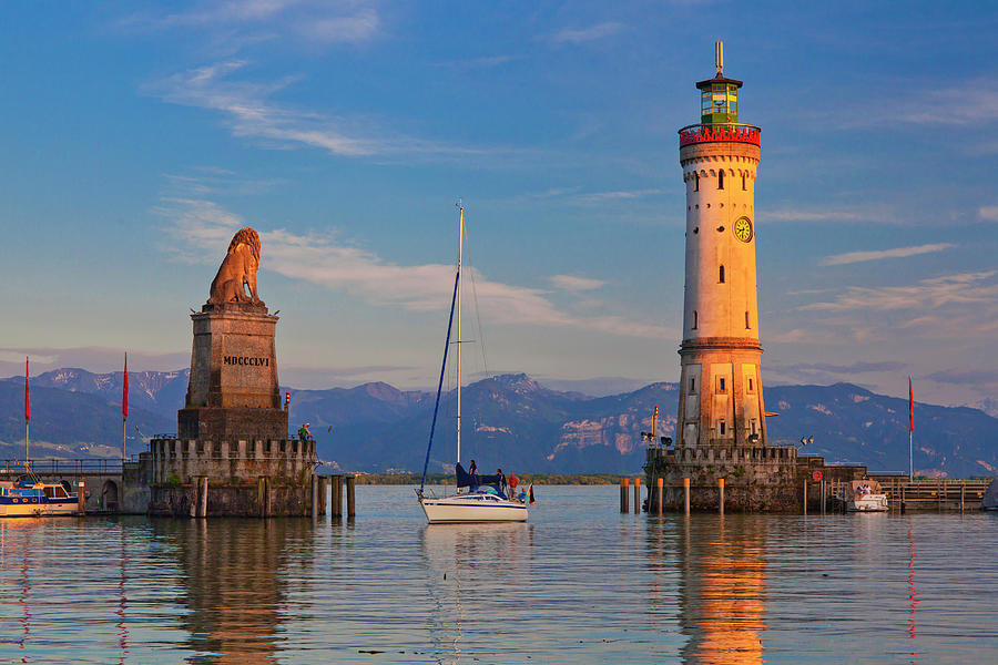 Lighthouse On Lake Constance, Germany Digital Art by Olimpio Fantuz ...