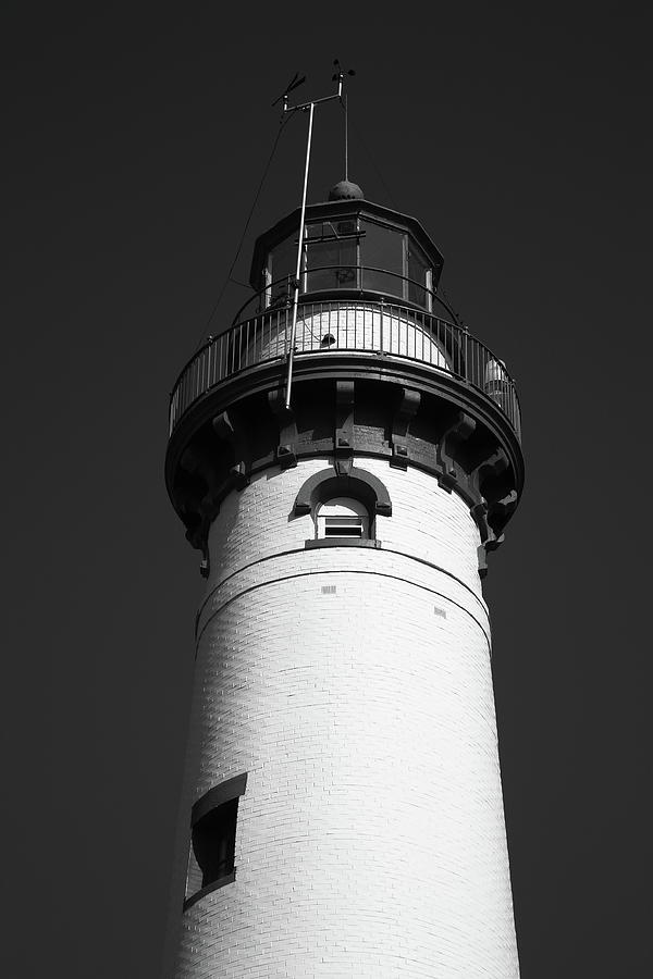 Lighthouse - Presque Isle Michigan 3 BW Photograph by Frank Romeo