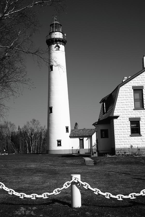 Lighthouse - Presque Isle Michigan BW 4 Photograph by Frank Romeo