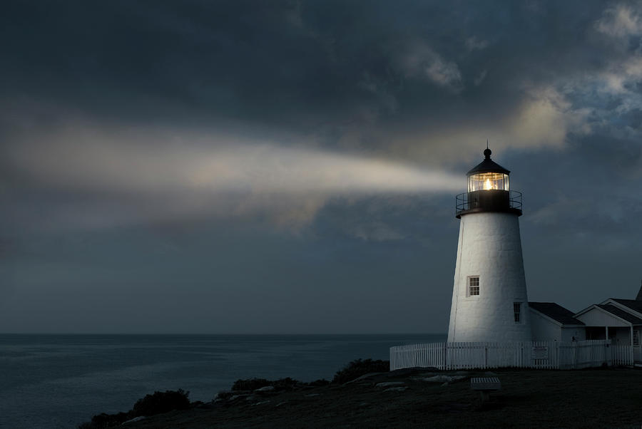 Lighthouse Projecting Light Beam by Chris Gould