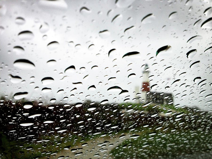 Transportation Photograph - Lighthouse Seen Through Wet Windshield by Cavan Images