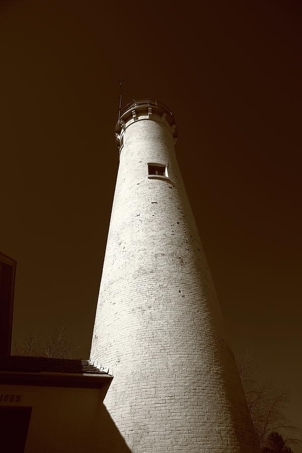 Lighthouse - Sturgeon Point Michigan 4 Sepia Photograph