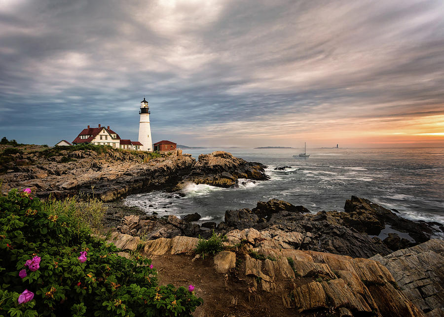 Lighthouse Sunrise Glow Photograph by C Renee Martin Lighthouse Sunrise Glow Photograph by C Renee Martin