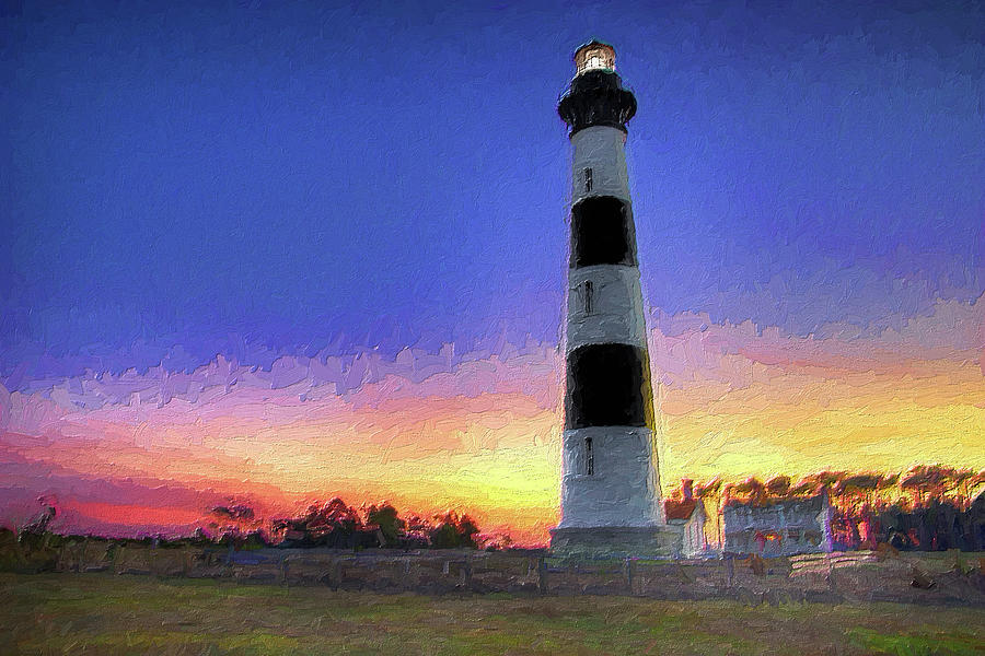 Lighthouse Sunset AP Painting by Dan Carmichael