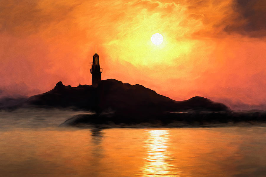 Lighthouse Sunset Art Photograph by David Pyatt