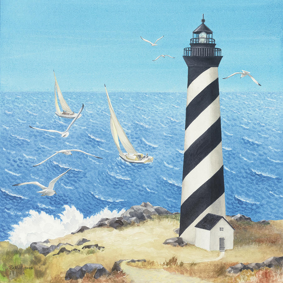 Lighthouse Painting - Lighthouse View II by Beth Grove