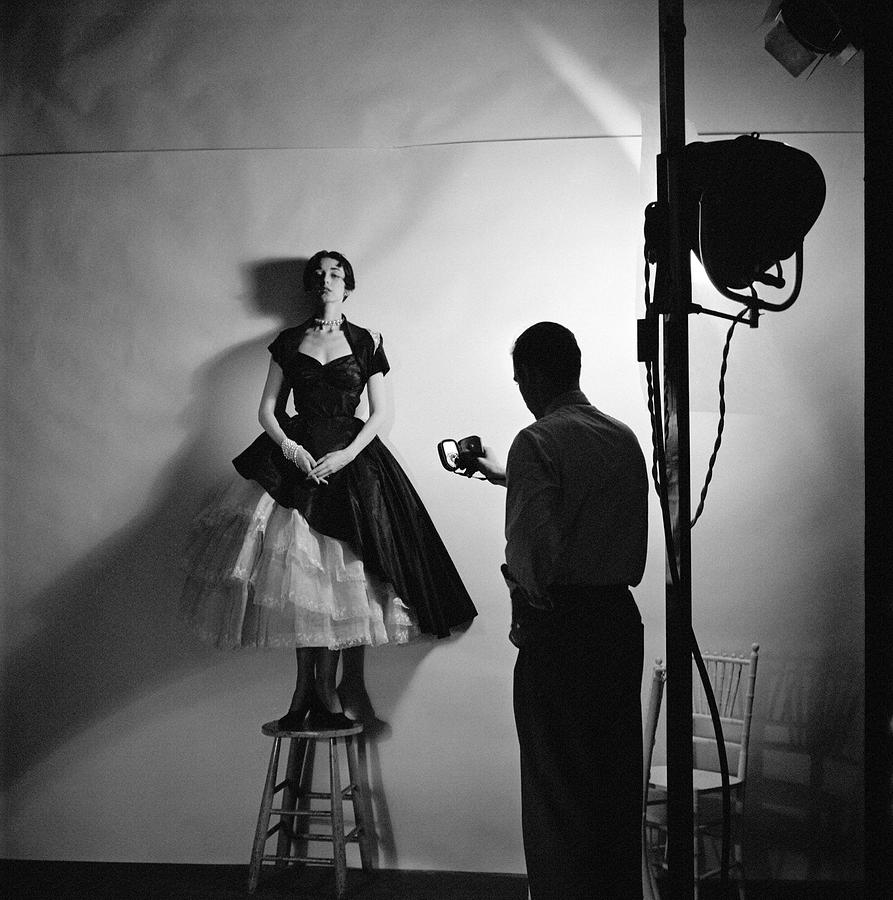 Lighting Test With Model In Adrian Gown Photograph by Cecil Beaton