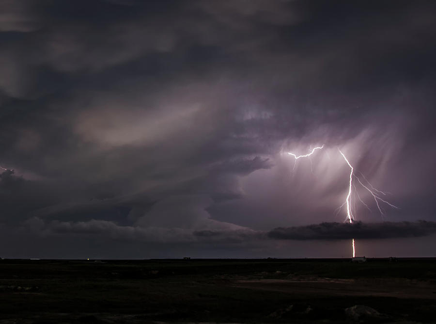 Lightning Bolt Shoots To Ground From Supercell Cloud Digital Art by ...