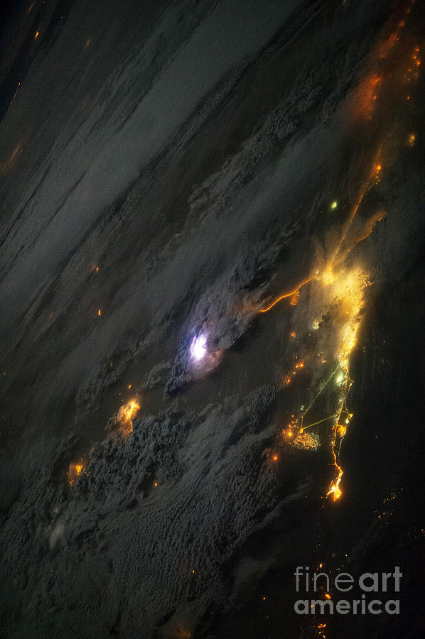Lightning from Space Photograph by NASA Johnson Space Center