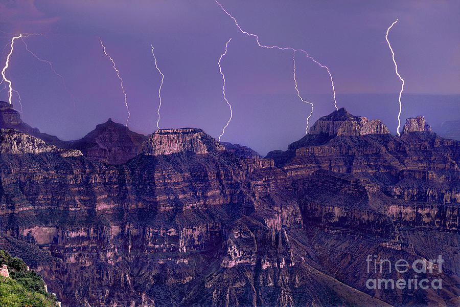 Lightning North Rim Grand Canyon National Park Arizona Photograph by Dave Welling