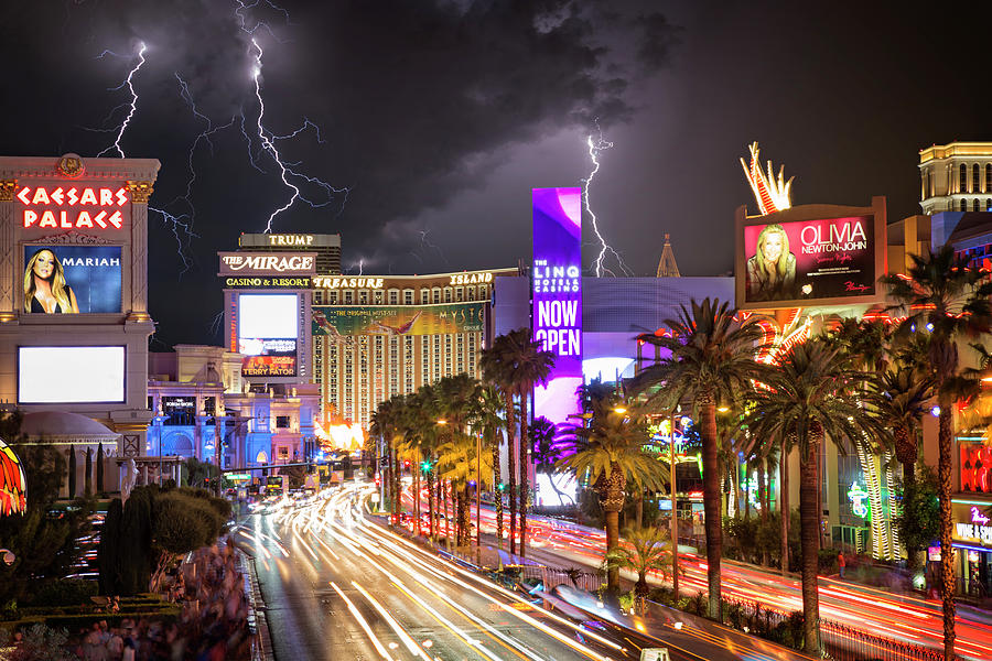 Las Vegas Photograph - Lightning On The Strip by Ricky Barnard