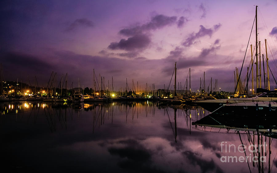 Lightning over Marina Gouvia, Corfu Photograph by Lyl Dil Creations