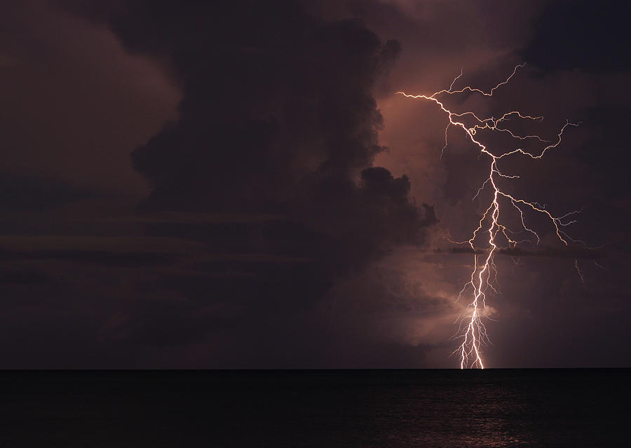 Lightning Over The Gulf Photograph by Aaa