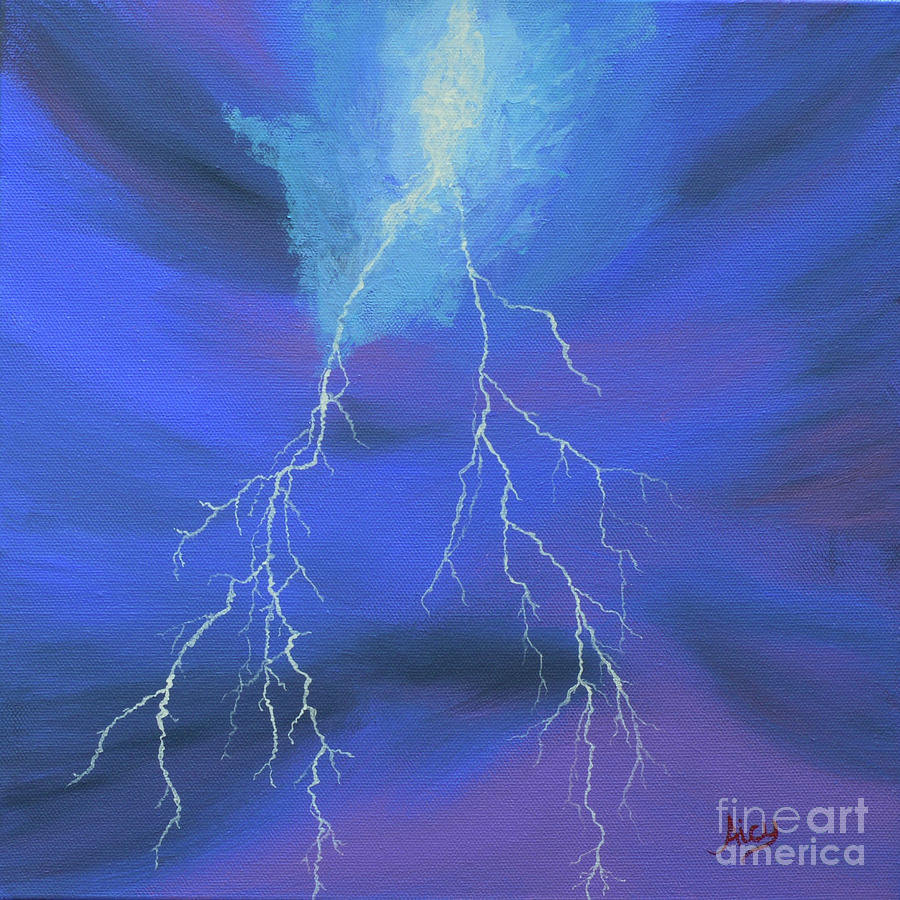 Lightning over the Potomac Painting by Aicy Karbstein