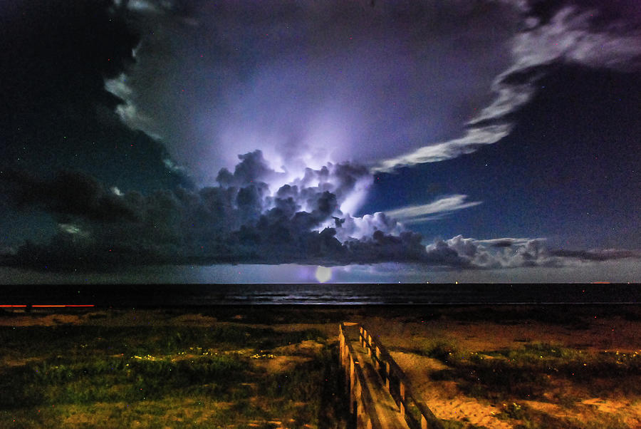 Lightning and Full Moon Photograph by Brian Smith