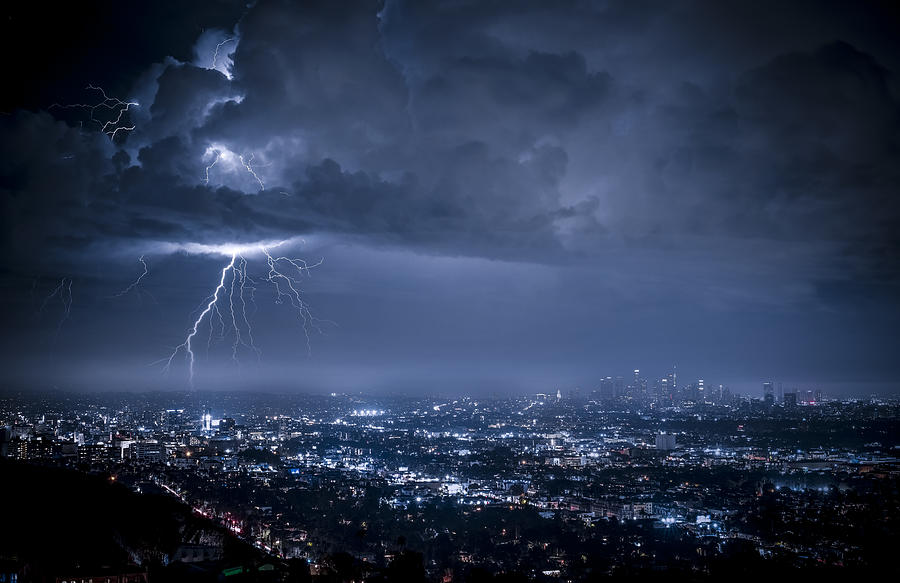 Hollywood Photograph - Lightning Strike by Jay Wang