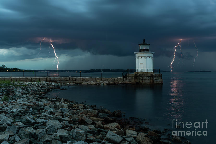 Lightning Strikes at Bug Light Photograph by Jesse MacDonald - Fine Art ...