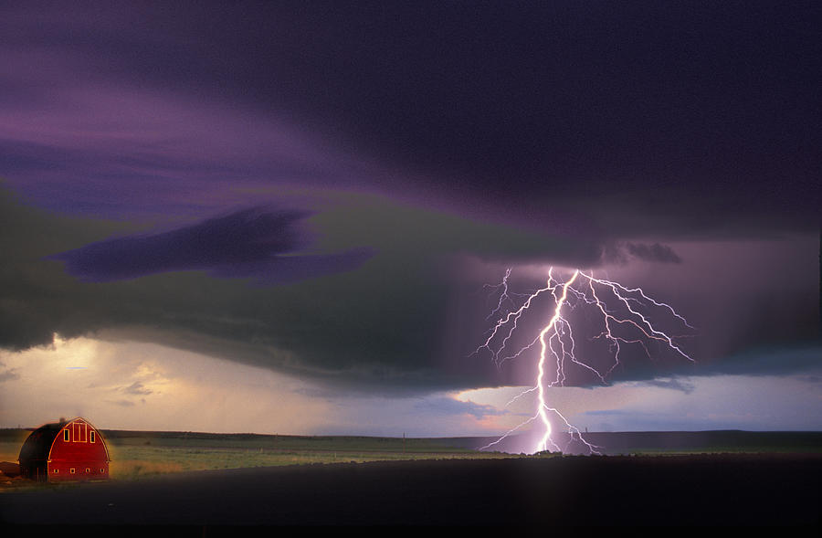 Lightning Striking Photograph by Lyle Leduc