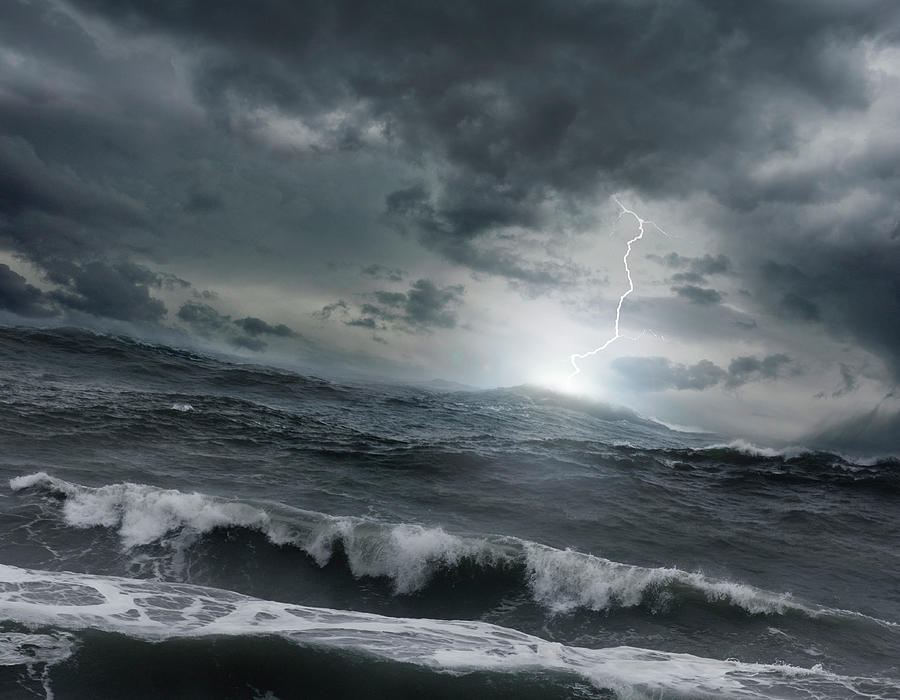 Lightning Striking Ocean Water Photograph by John M Lund Photography Inc