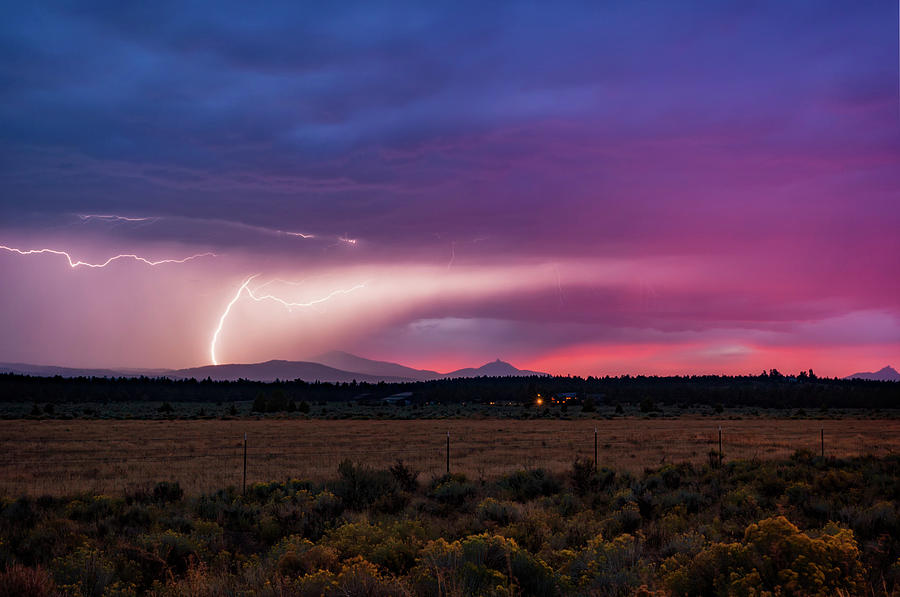 Lightning Sunset Photograph by Cat Connor
