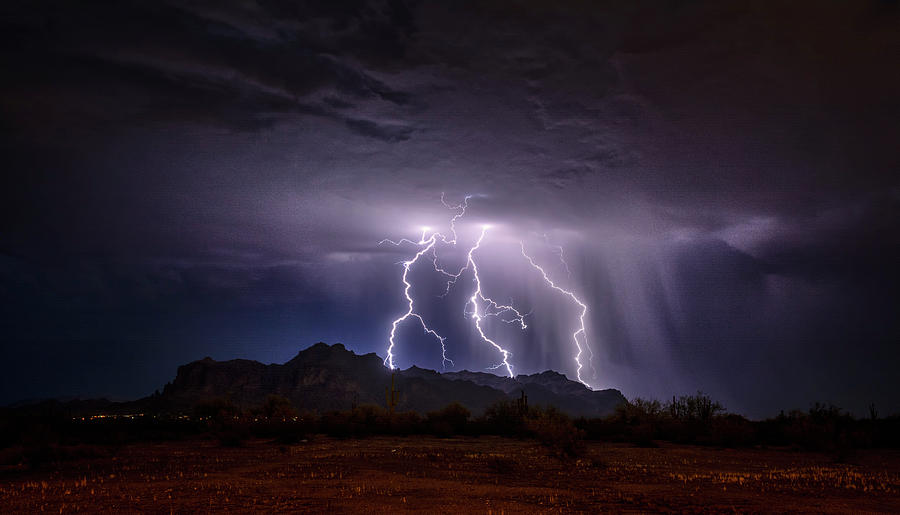 Lightning Up The Skies Over The Superstitions  Photograph by Saija Lehtonen