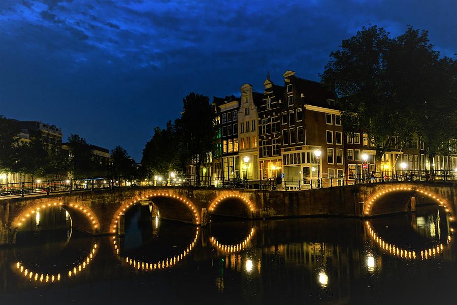 Nighttime Reflections in Amsterdam Photograph by Patricia Caron