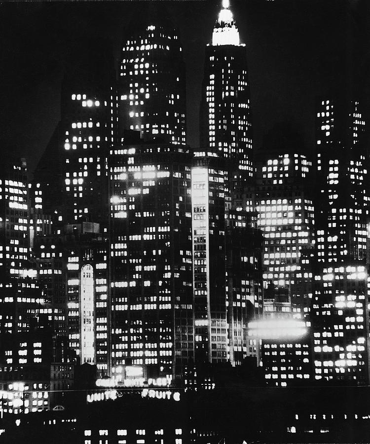 New York City Photograph - Lights At Night Time by Andreas Feininger