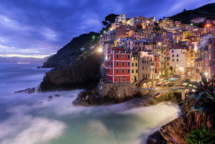 Beach Photograph - Lights Of Riomaggiore by Michael Blanchette Photography