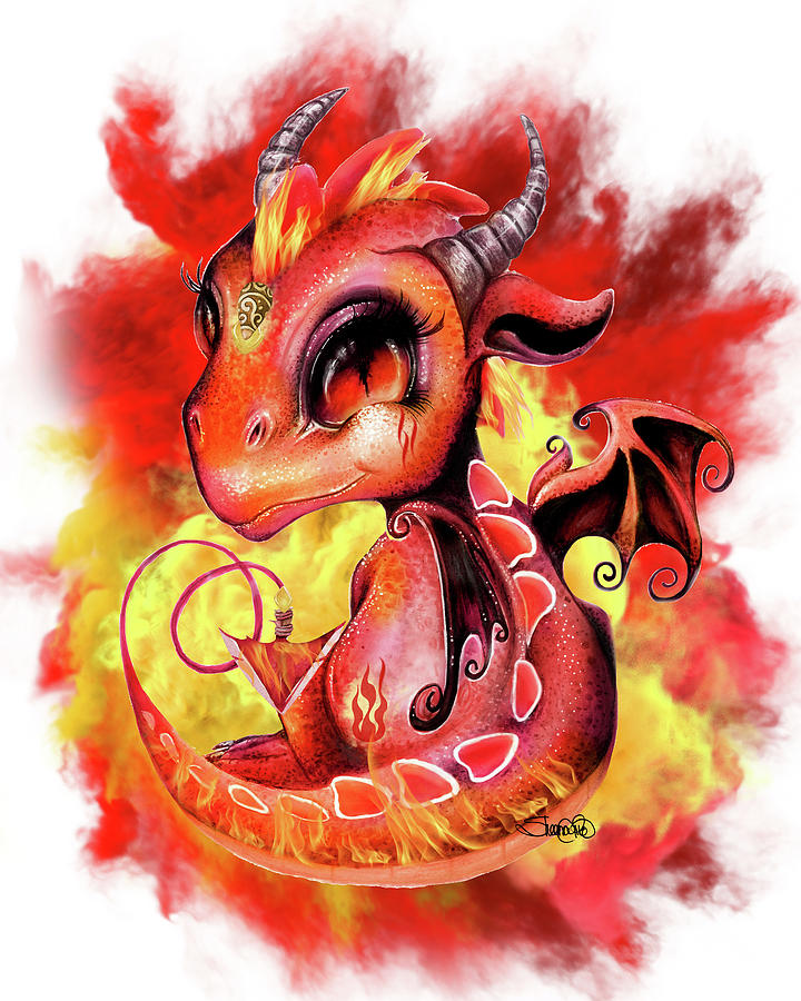 Magic Mixed Media - Lil Dragonz Element Series Fire by Sheena Pike Art And Illustration