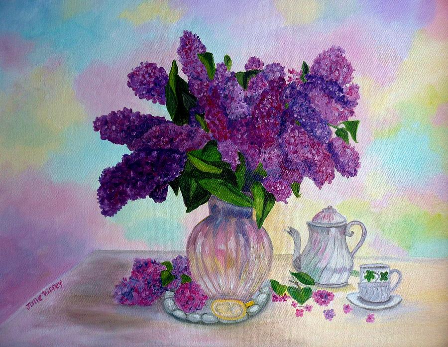 Lilac Spring Tea Painting by Julie Brugh Riffey