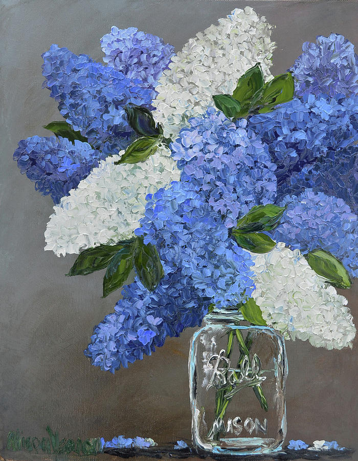 Lilacs in a Ball Jar Painting by Alison Vernon - Fine Art America