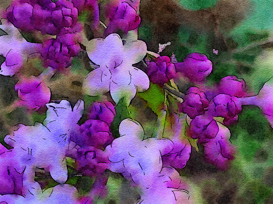 Lilacs Watercolor Painting by Bonnie Bruno