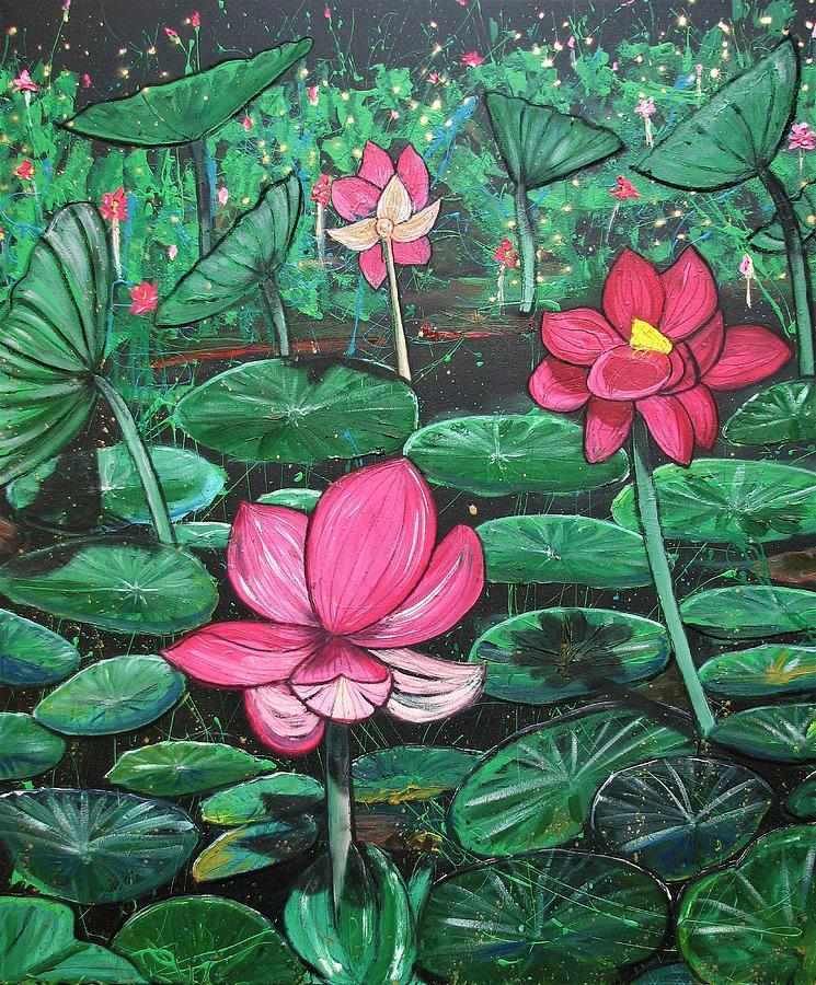 Lilies Painting by Joan Stratton