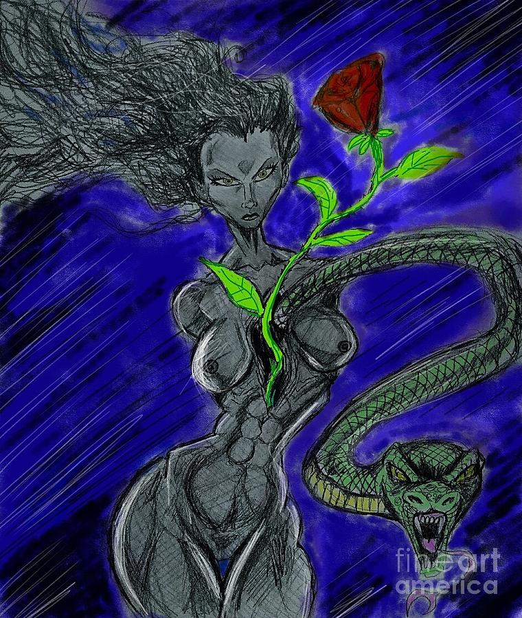 Lilith The Rose And The Serpent Mixed Media