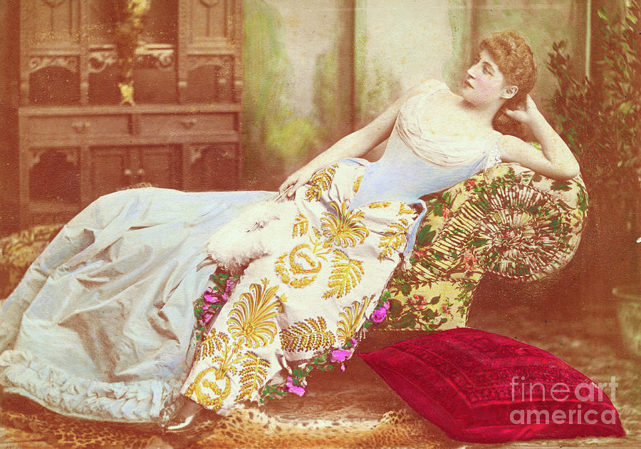 Portrait Photograph - Lillie Langtry Reclining In Chair by Bettmann