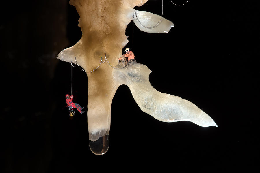 Cave Photograph - Lilliput On Rope by Christian Roustan (kikroune)