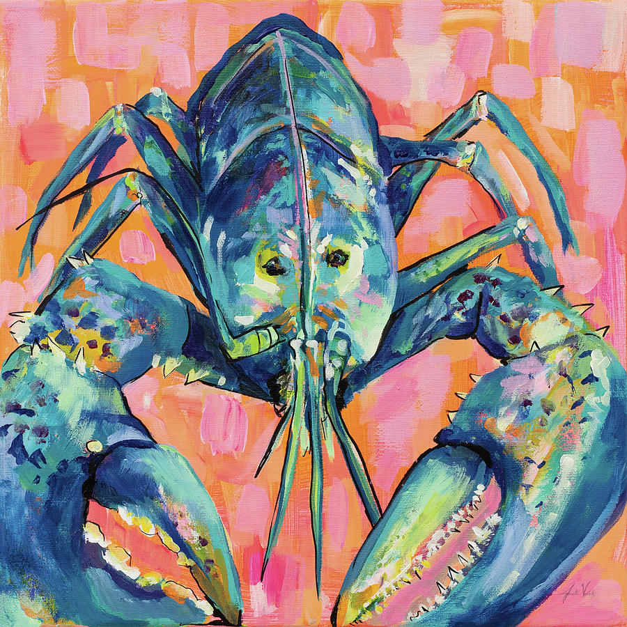 Animals Painting - Lilly Lobster I by Jeanette Vertentes Animals Painting - Lilly Lobster I by Jeanette Vertentes