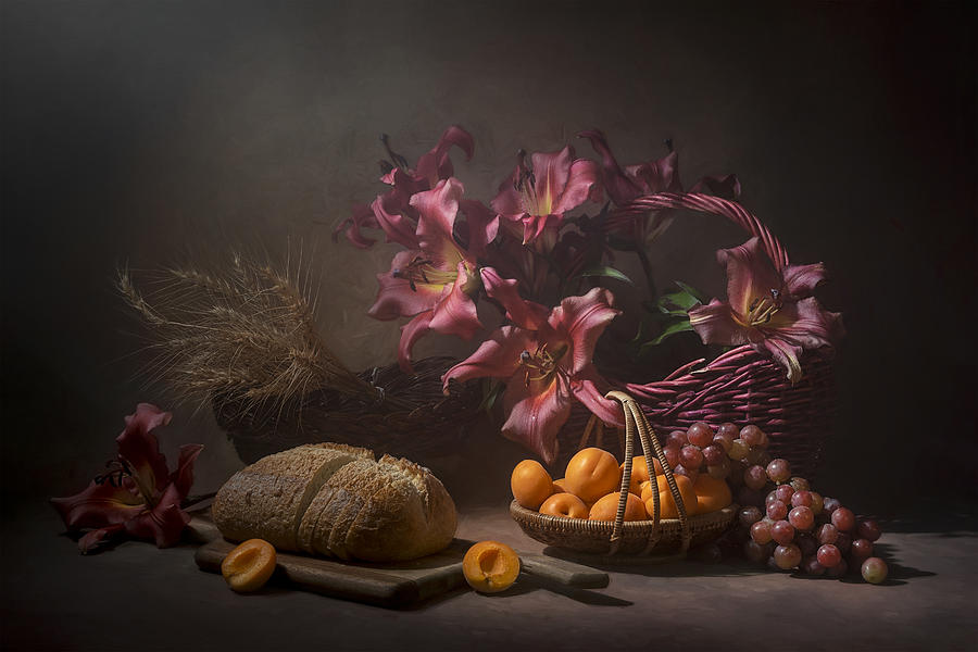Lily Photograph - Lily And Bread by Lydia Jacobs