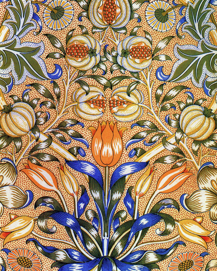 Lily Painting - Lily And Pomegranate - Digital Remastered Edition by William Morris Lily Painting - Lily And Pomegranate - Digital Remastered Edition by William Morris