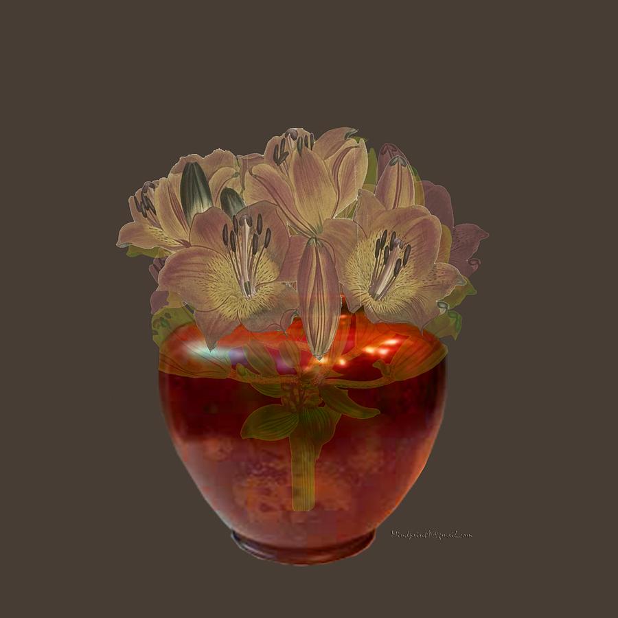 Lily in Vase Digital Art by Asok Mukhopadhyay