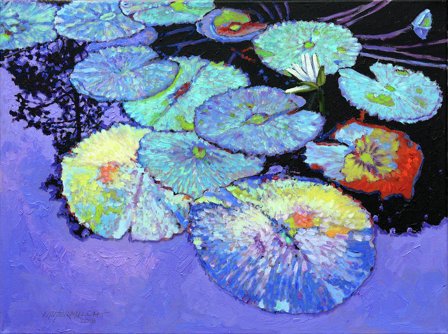 Fall Painting - Lily Pad Composition by John Lautermilch