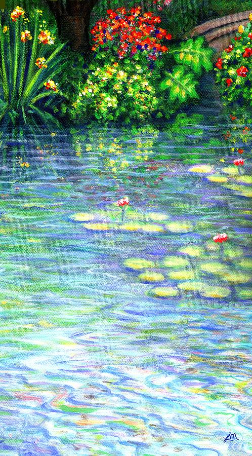 Lily Pads Painting - Lily Pads Triptych Panel Three of Three by Linda Mears