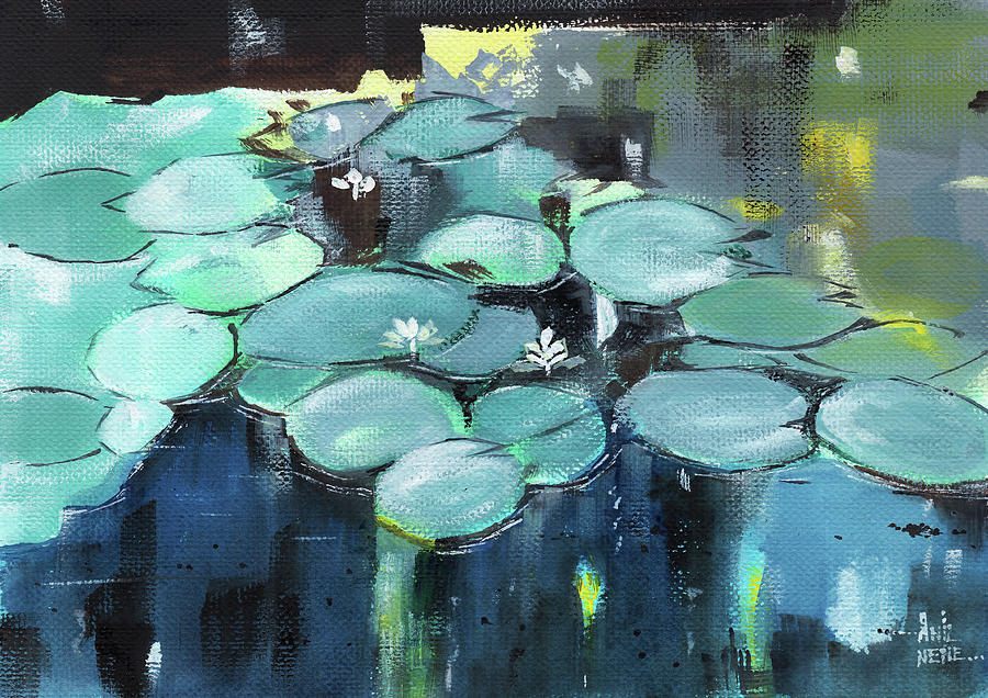 Lily Pond Painting by Anil Nene