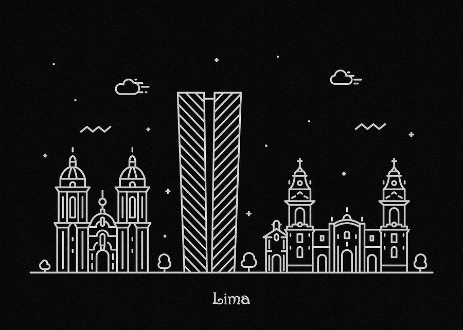 Lima Skyline Travel Poster Drawing by Inspirowl Design
