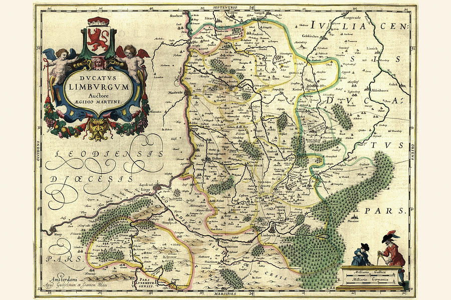 Map Painting - Limburg, Netherlands by Willem Janszoon Blaeu (Blau)