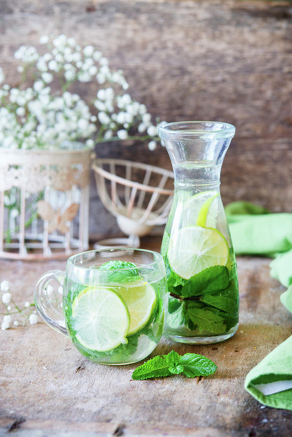 Lime And Mint Detox Water Photograph by Irina Meliukh