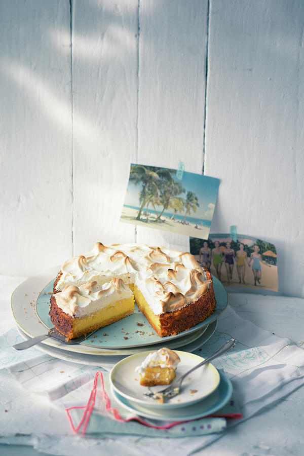 Lime Cheesecake With A Meringue Topping Photograph by Jalag / Wolfgang Schardt